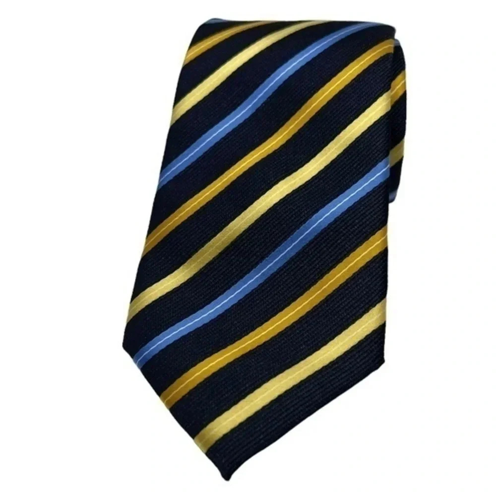 Dockers Boy's Necktie Blue Gold Diagonal Stripes‎ 100% Polyester 3.5 x 48 inches
